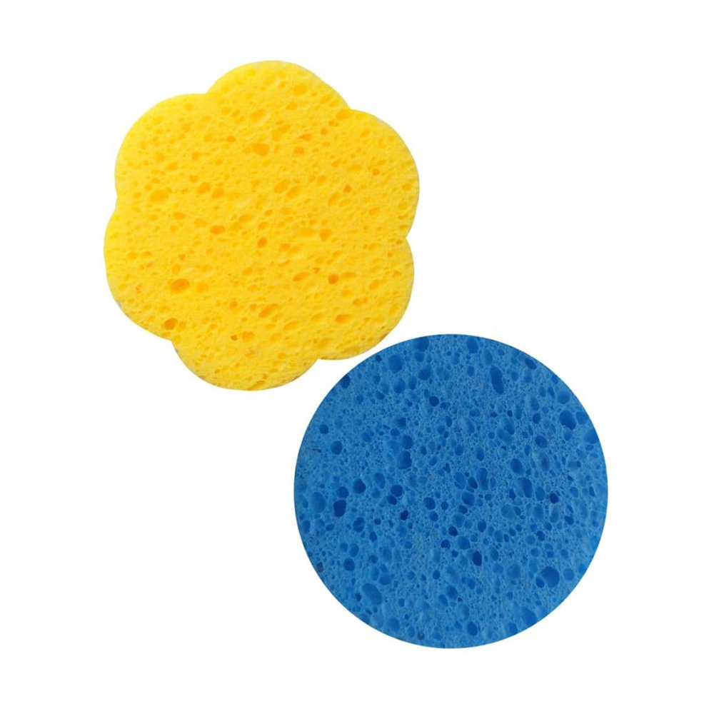 

Набір спонжів для вмивання Cosmo Shop Коло + Квітка, 7.5 см, синьо-помаранчевий, 2 шт (CS091BO)