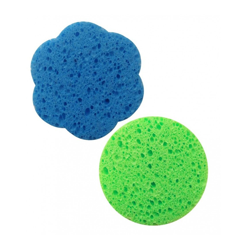 

Набір спонжів для вмивання Cosmo Shop Коло + Квітка, 7.5 см, зелено-синій, 2 шт (CS091GB)