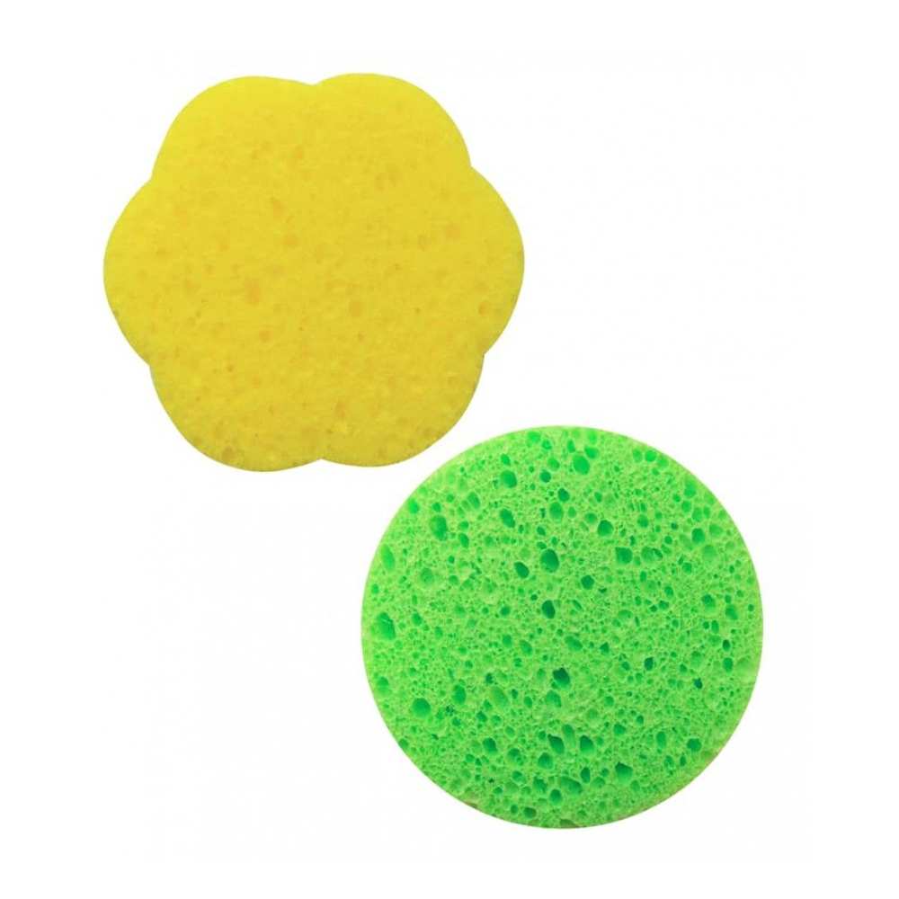 

Набір спонжів для вмивання Cosmo Shop Коло + Квітка, 7.5 см, зелено-жовтий, 2 шт (CS091GY)