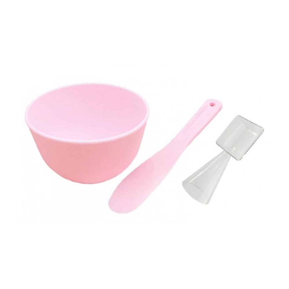 

Мисочка з лопаткою та мірною ложкою для косметичних продуктів Cosmo Shop рожева, 13 см (CS099R)