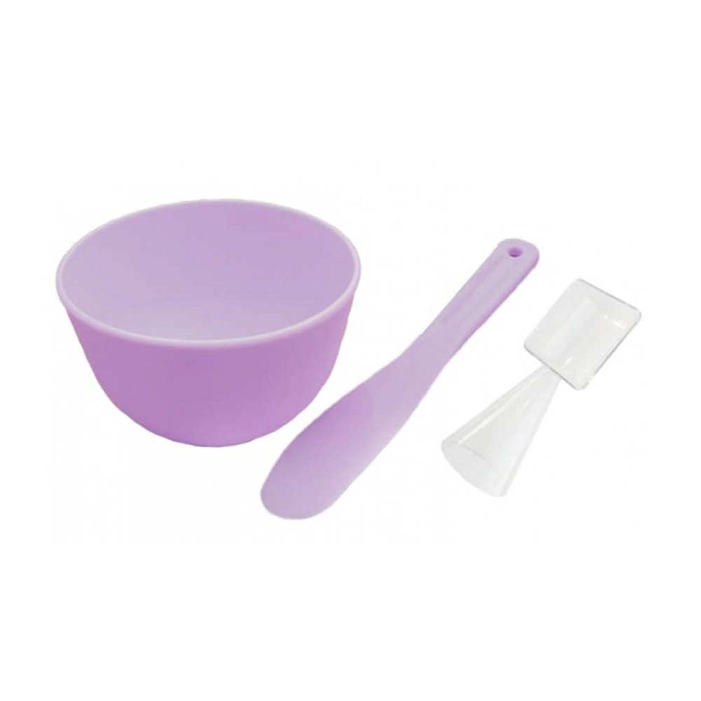 

Мисочка з лопаткою та мірною ложкою для косметичних продуктів Cosmo Shop фіолетова, 13 см (CS099V)