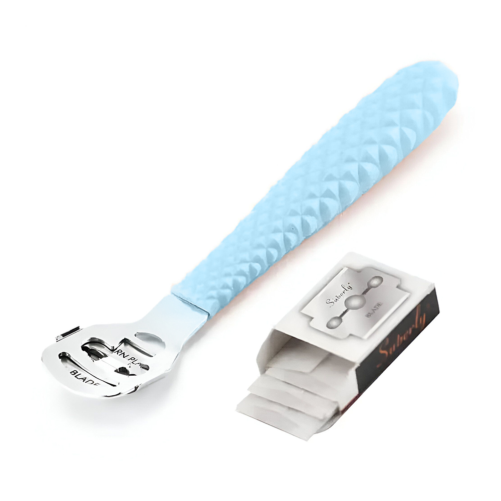 

Педикюрний станок Cosmo Shop з ергономічною ручкою та додатковим набором лез, блакитний, 4 шт (CS48A)