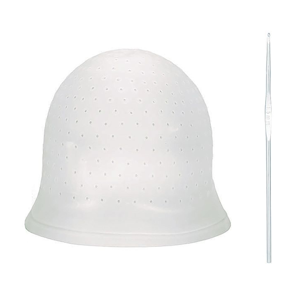 

Шапочка латексна для мелірування волосся Cosmo Shop Megicap з гачком, прозора біла, 1 шт (CS42W)