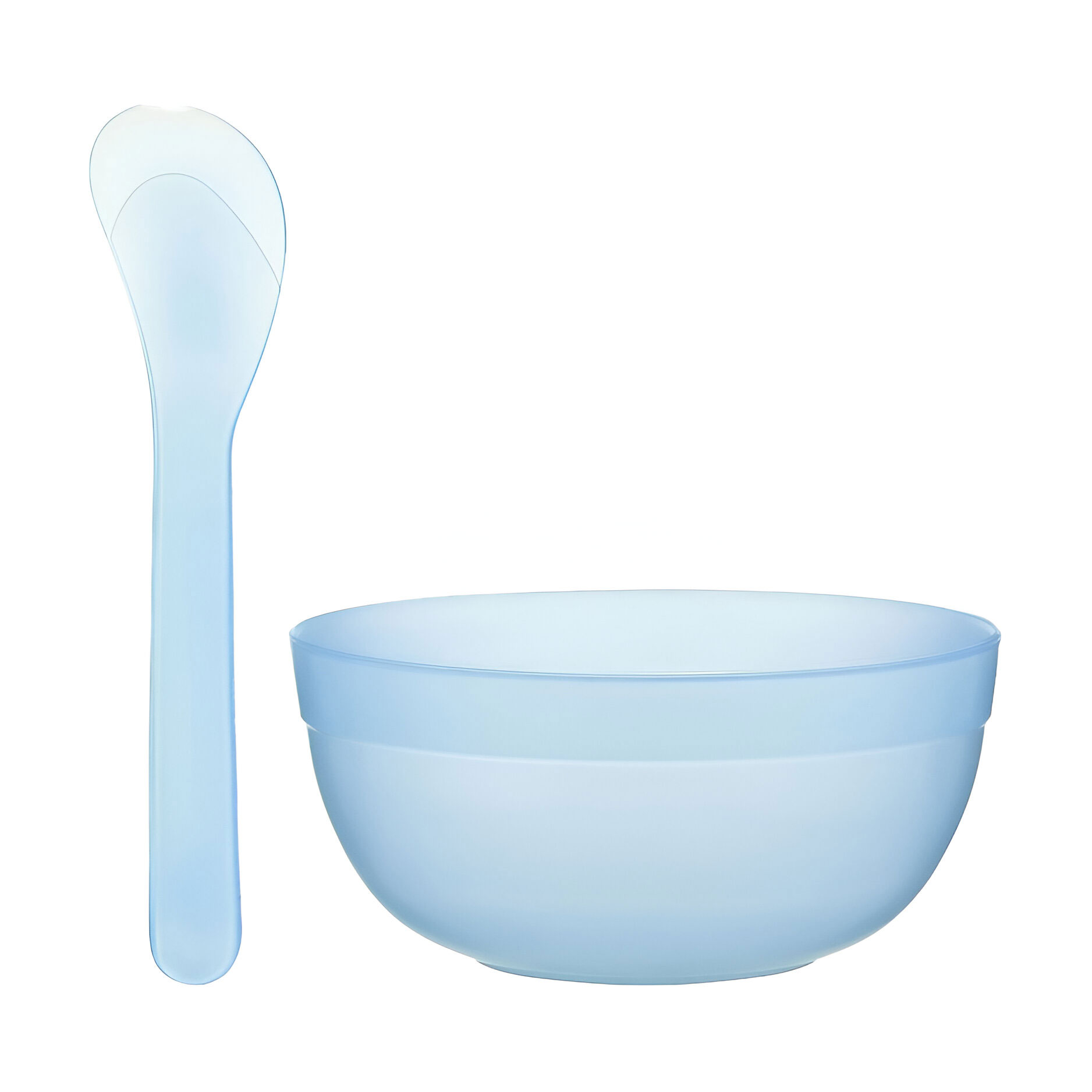 

Набір для косметичних продуктів Cosmo Shop пластик прозорий, волошковий (миска, 1 шт + лопатка, 1 шт) (CS097A)