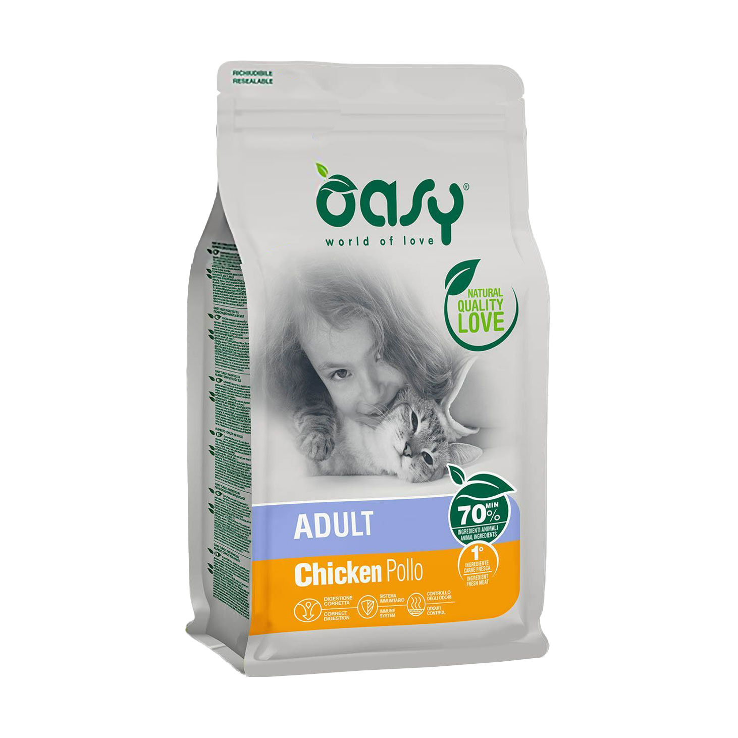 

Уцінка! Сухий корм для котів Oasy Lifestage Adult Chicken з куркою, 300 г
