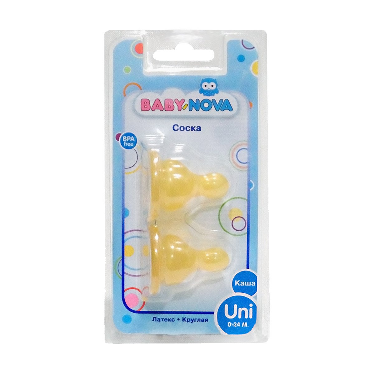 

Латексні соски для каші Baby-Nova круглі, 2 шт