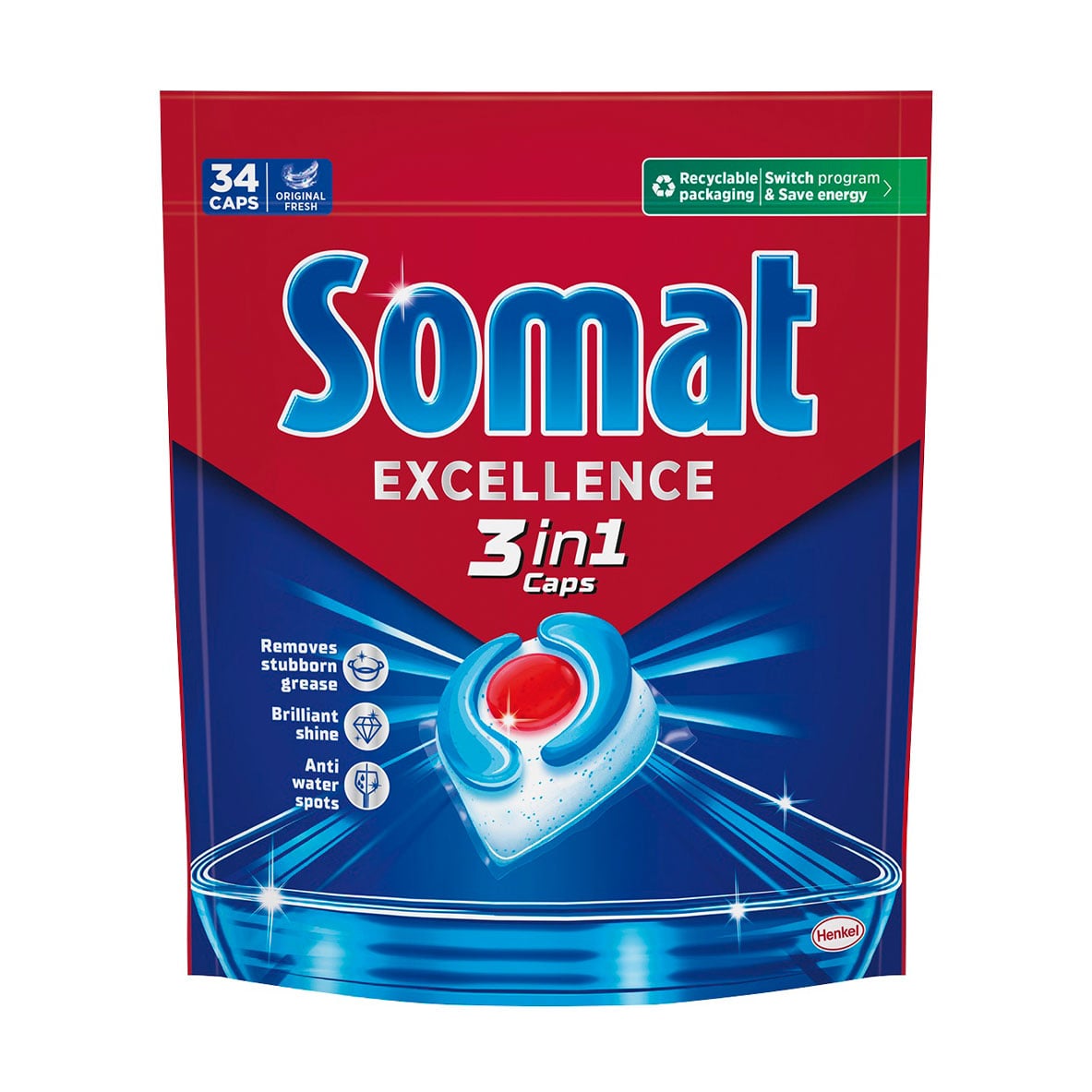 

Капсули для посудомийної машини Somat Excellence 3 in 1, 34 шт