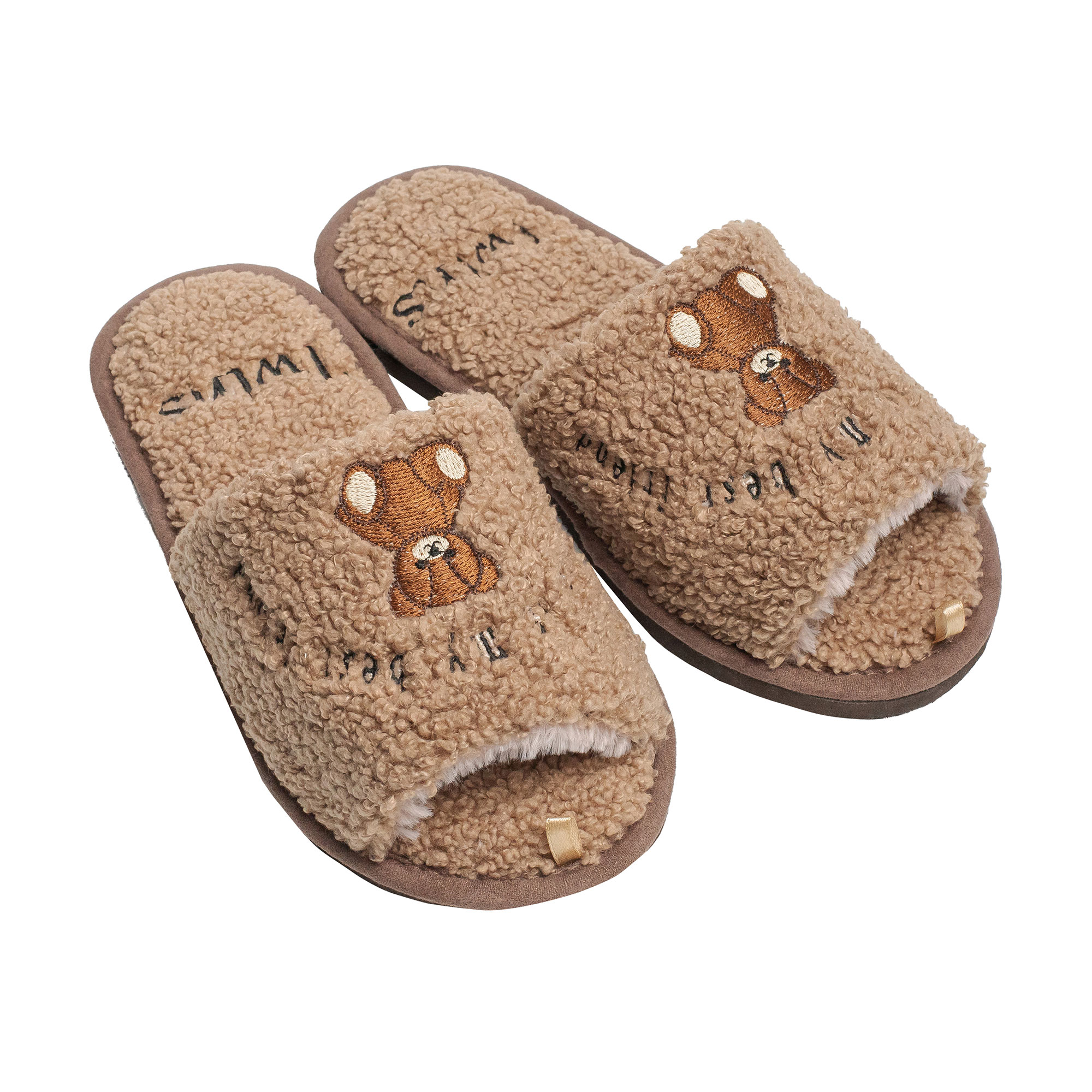 

Жіночі домашні капці Twins HS-LUX Bear відкриті, з вишивкою, коричневі, розмір 40 (26 см)