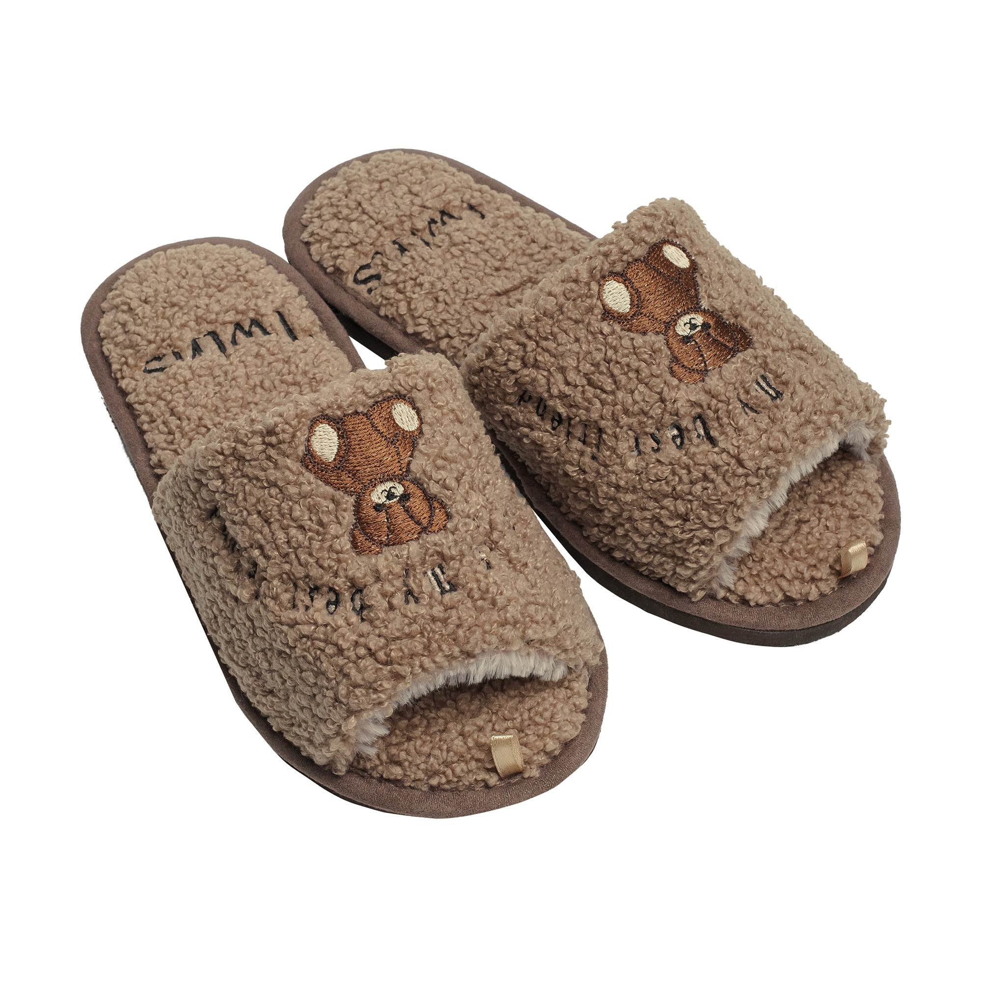 

Жіночі домашні капці Twins HS-LUX Bear відкриті, з вишивкою, коричневі, розмір 40 (26 см)