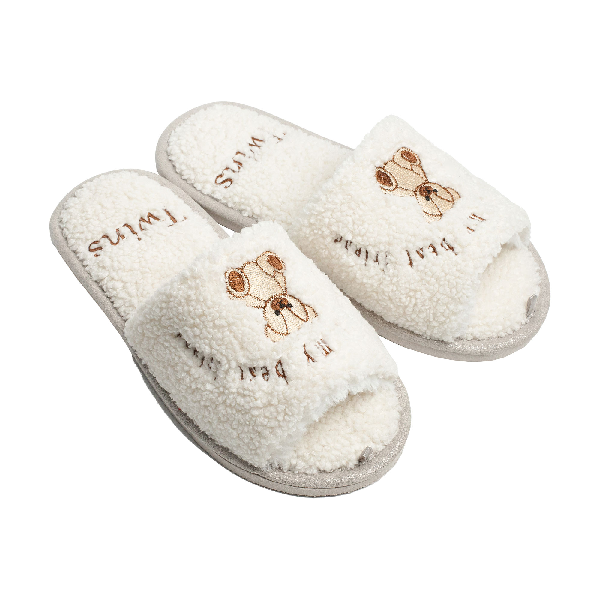 

Жіночі домашні капці Twins HS-LUX Bear відкриті, з вишивкою, кремові, розмір 40 (26 см)