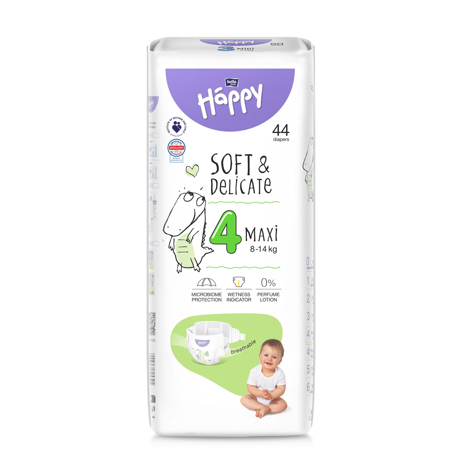 

Підгузки дитячі одноразові Happy Bella Baby Maxi вага 8-14 кг, 44 шт