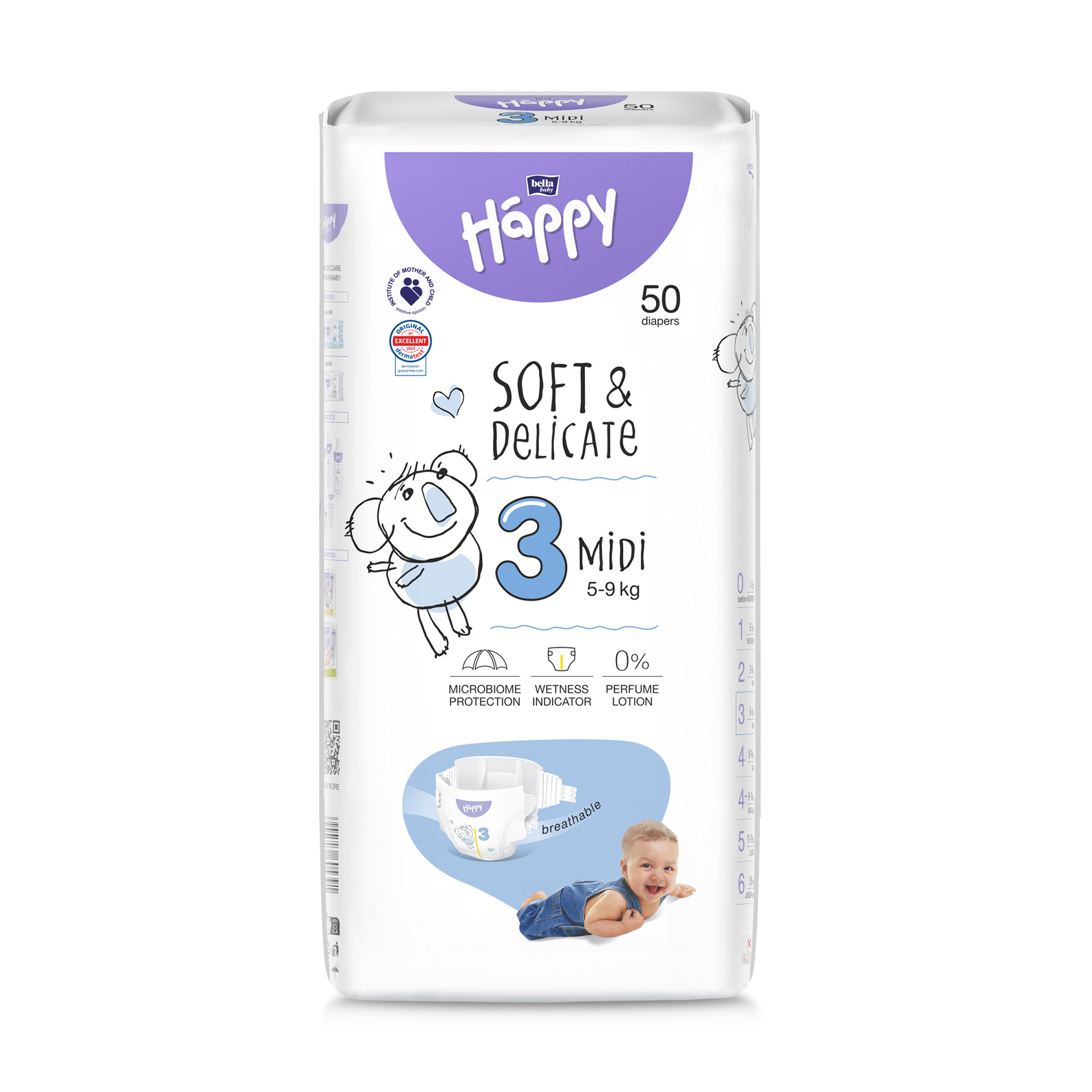 

Підгузки Happy Bella Baby Midi розмір 3 (5-9 кг), 50 шт