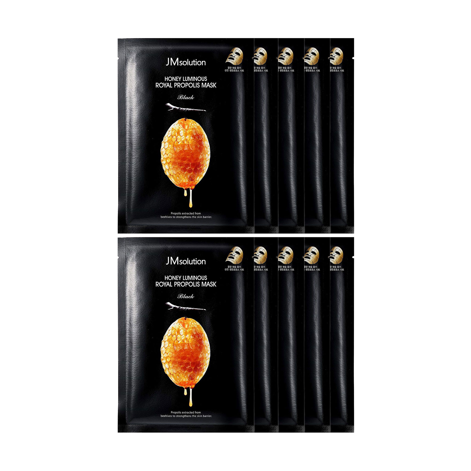 

Антивікова тканинна маска для обличчя JMsolution Honey Luminous Royal Propolis Mask з прополісом, 10*30 г