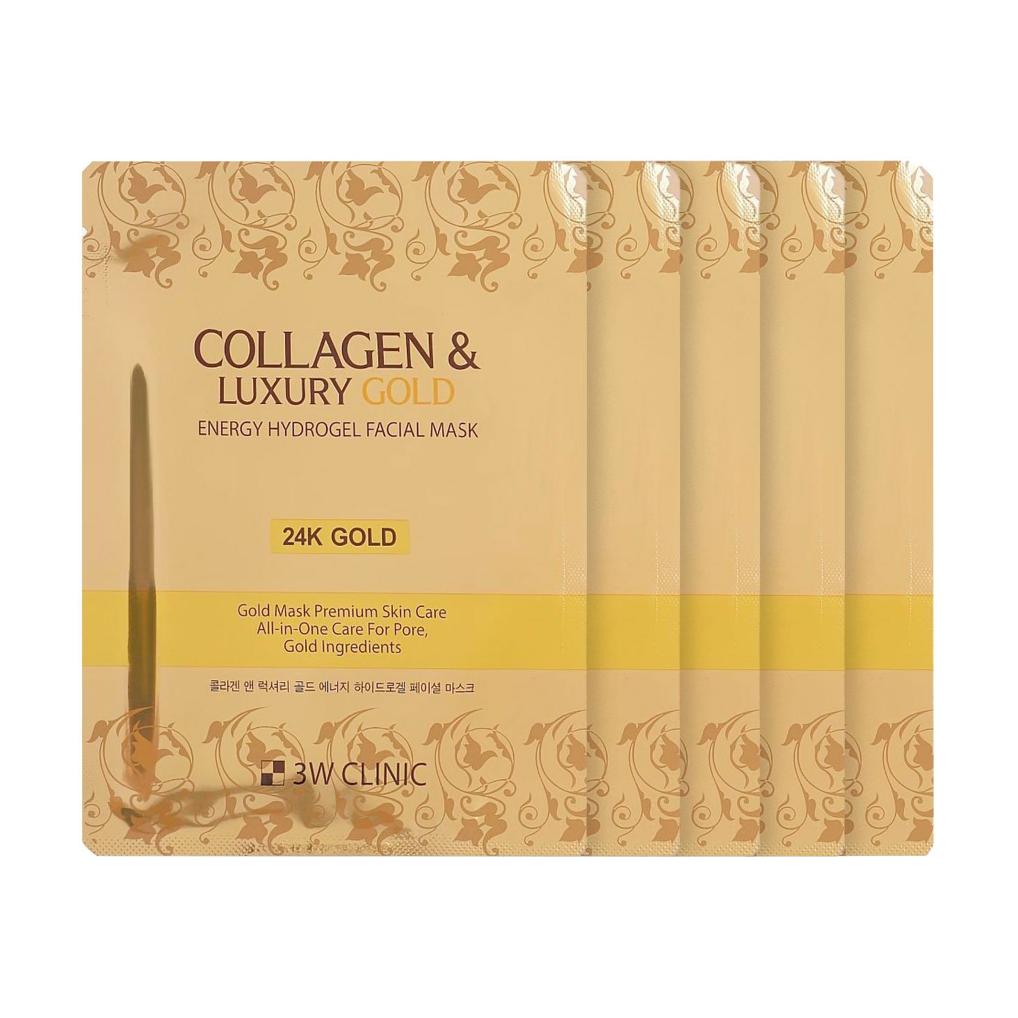 

Гідрогелева маска для обличчя 3W Clinic Collagen & Luxury Gold Energy Hydrogel Facial Mask з золотом, 5*30 г