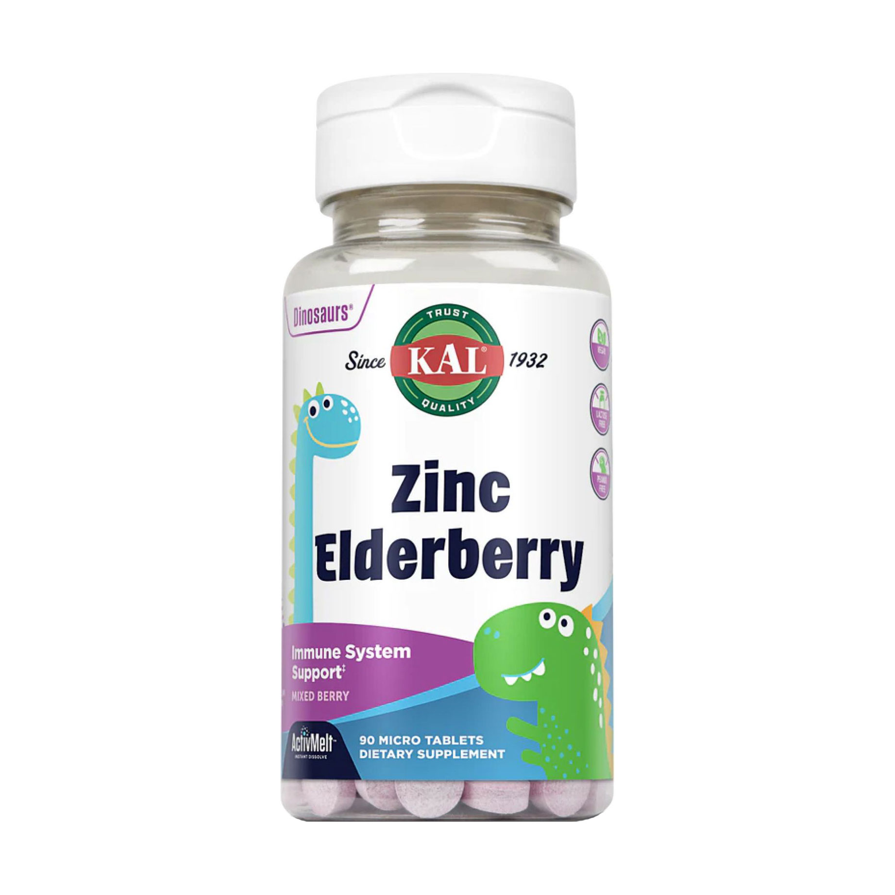 

Дитячий цинк KAL Zinc Elderberry 5 мг, 90 жувальних таблеток