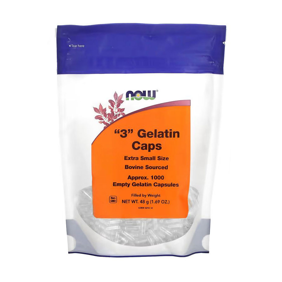 

Порожні капсули NOW foods "3" Gelatin Caps, 1000 порожніх желатинових капсул