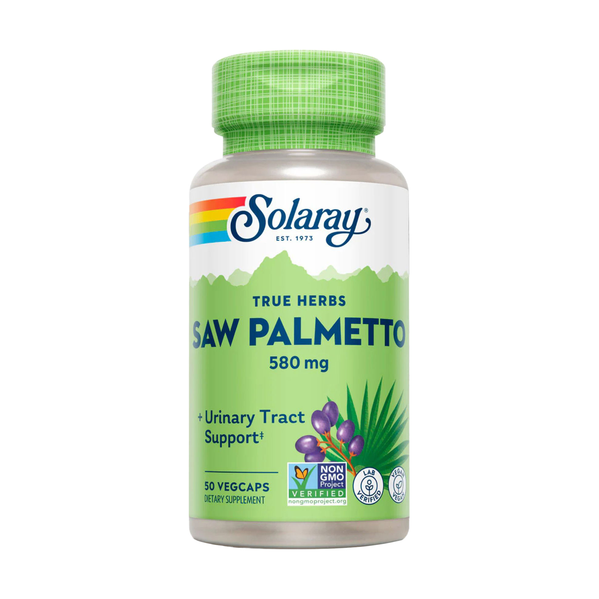 

Ягоди со пальметто Solaray True Herbs Saw Palmetto 580 мг, 50 вегетаріанських капсул