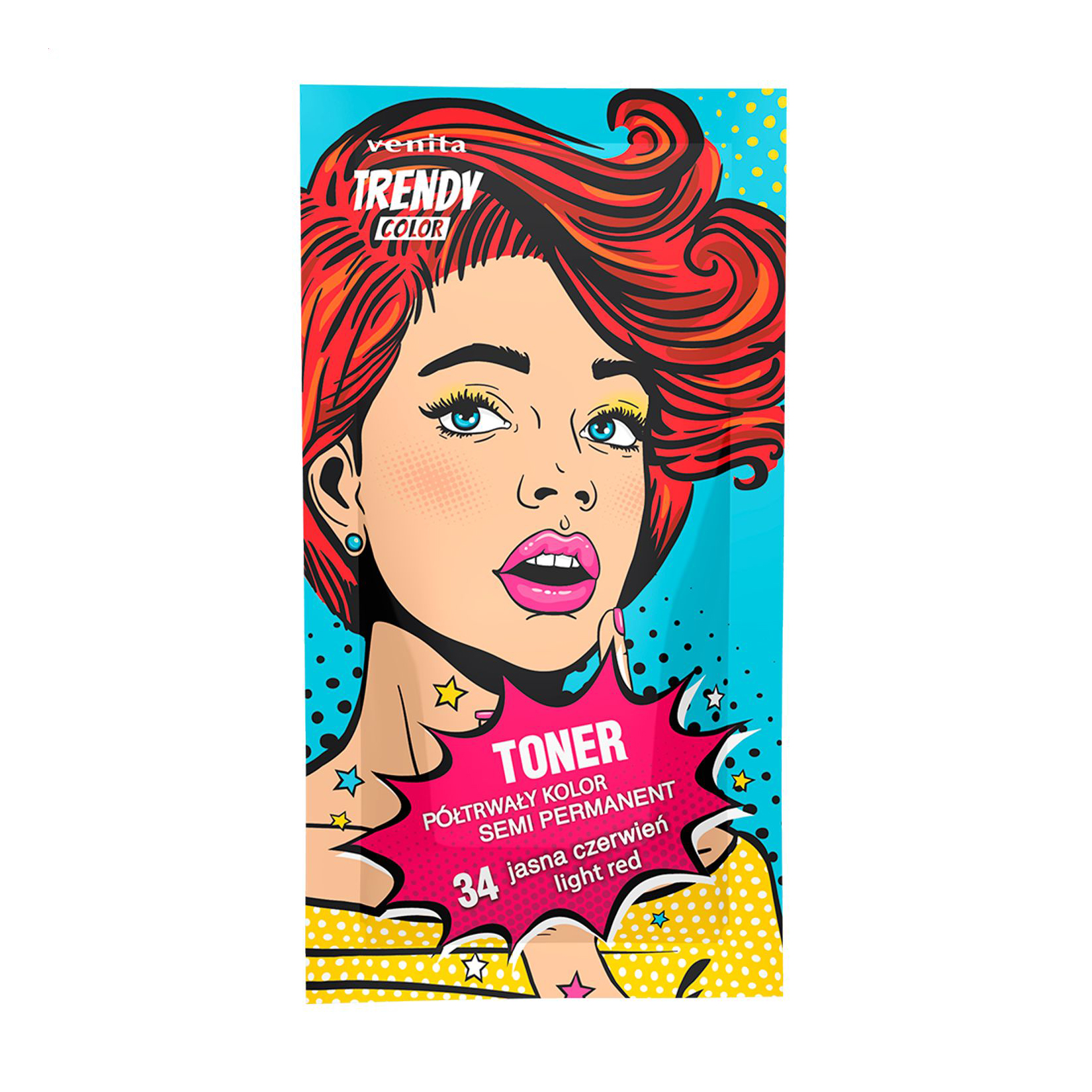 

Відтінковий тонер для волосся Venita Trendy Color Toner 34 Light Red, 35 г (саше)
