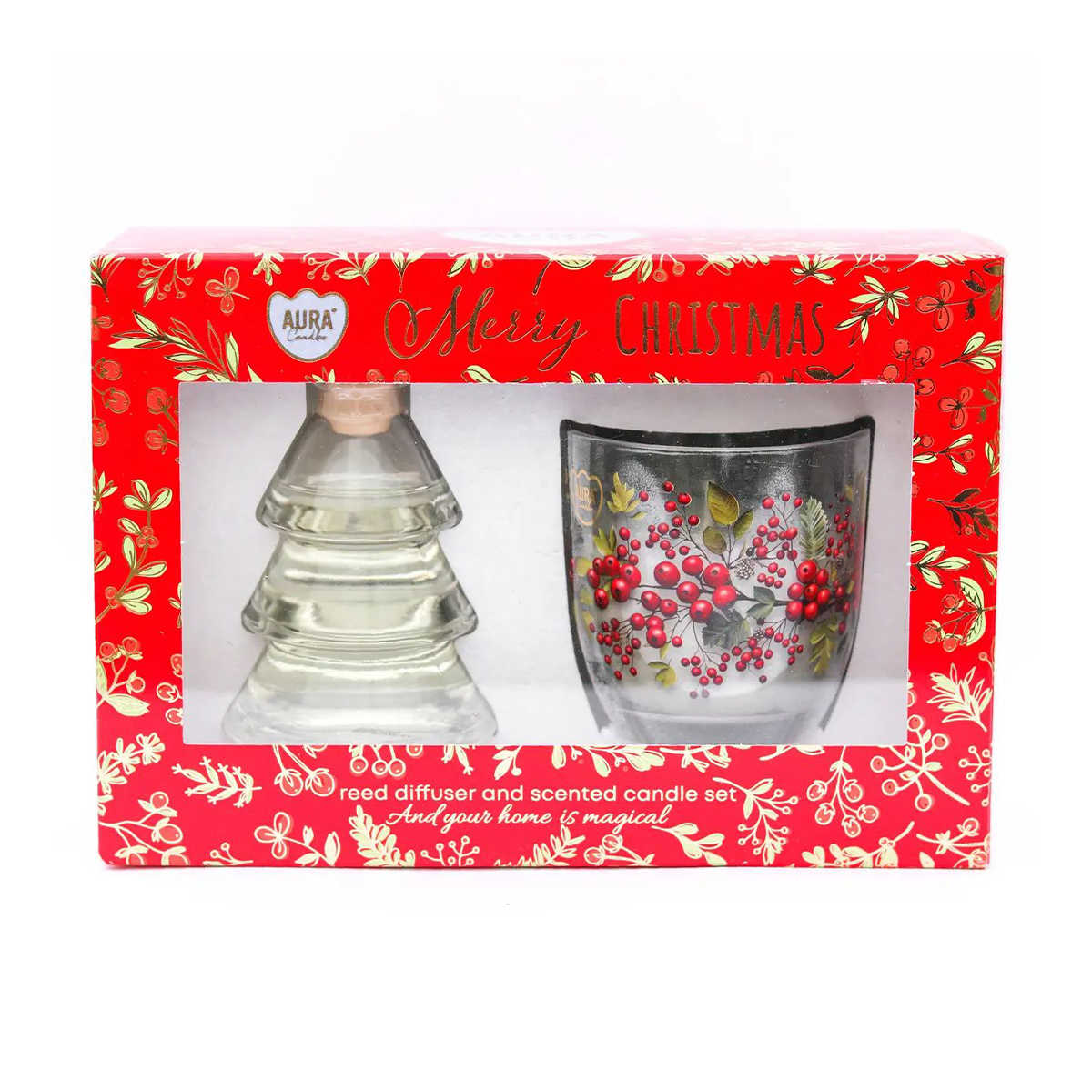 

Подарунковий набір Bispol Aura Merry Christmas (ароматична свічка, 270 г + дифузор, 7.5 мл)
