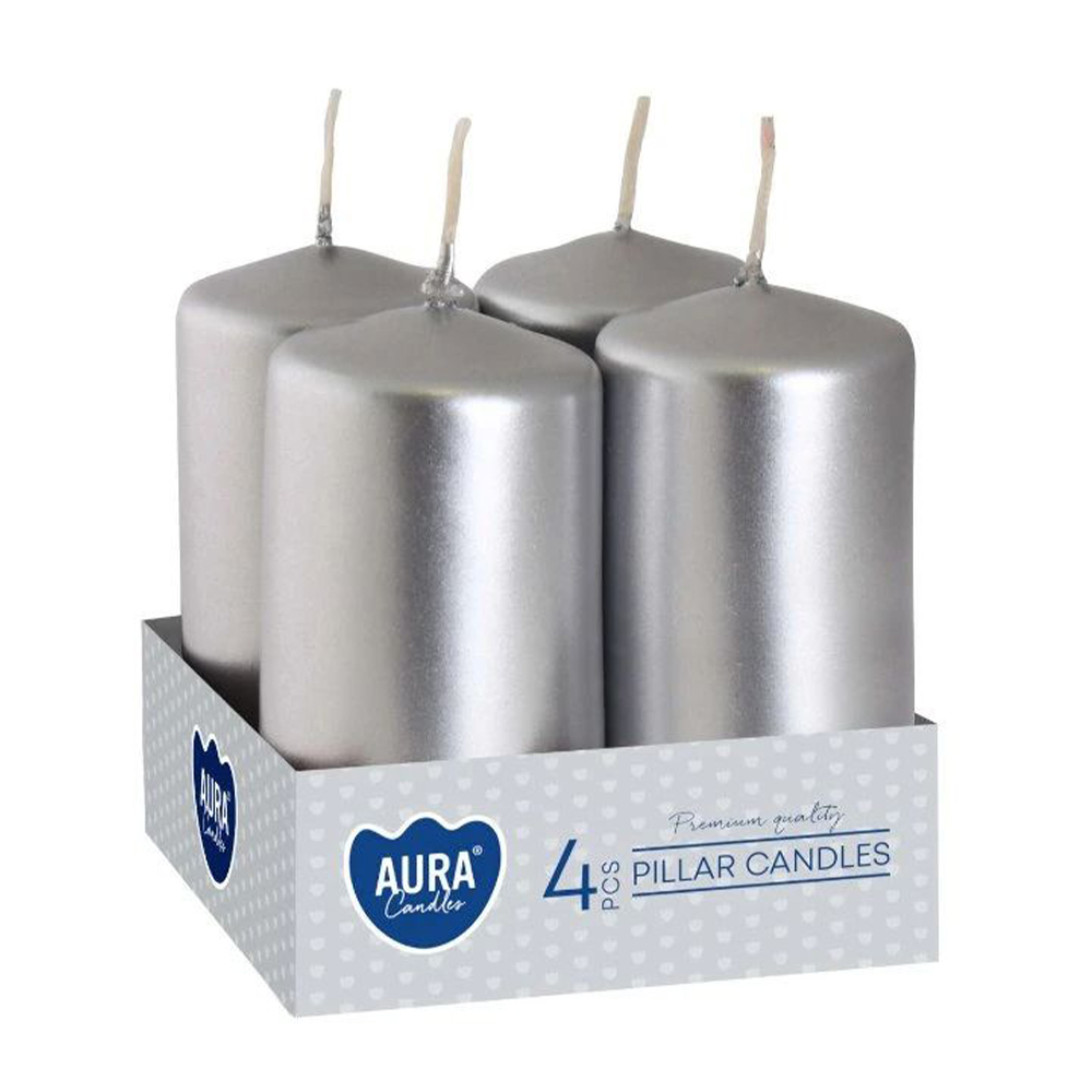 

Циліндричні свічки Bispol срібні металік, 8 см, 4 шт (sw40/80-271)