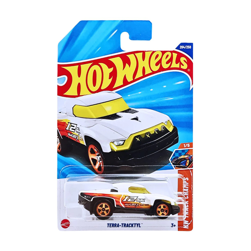 

Базовий автомобіль Hot Wheels Terra-Tracktyl, білий з помаранчевим малюнком, від 3 років, 11*3.5*11 см (5785)