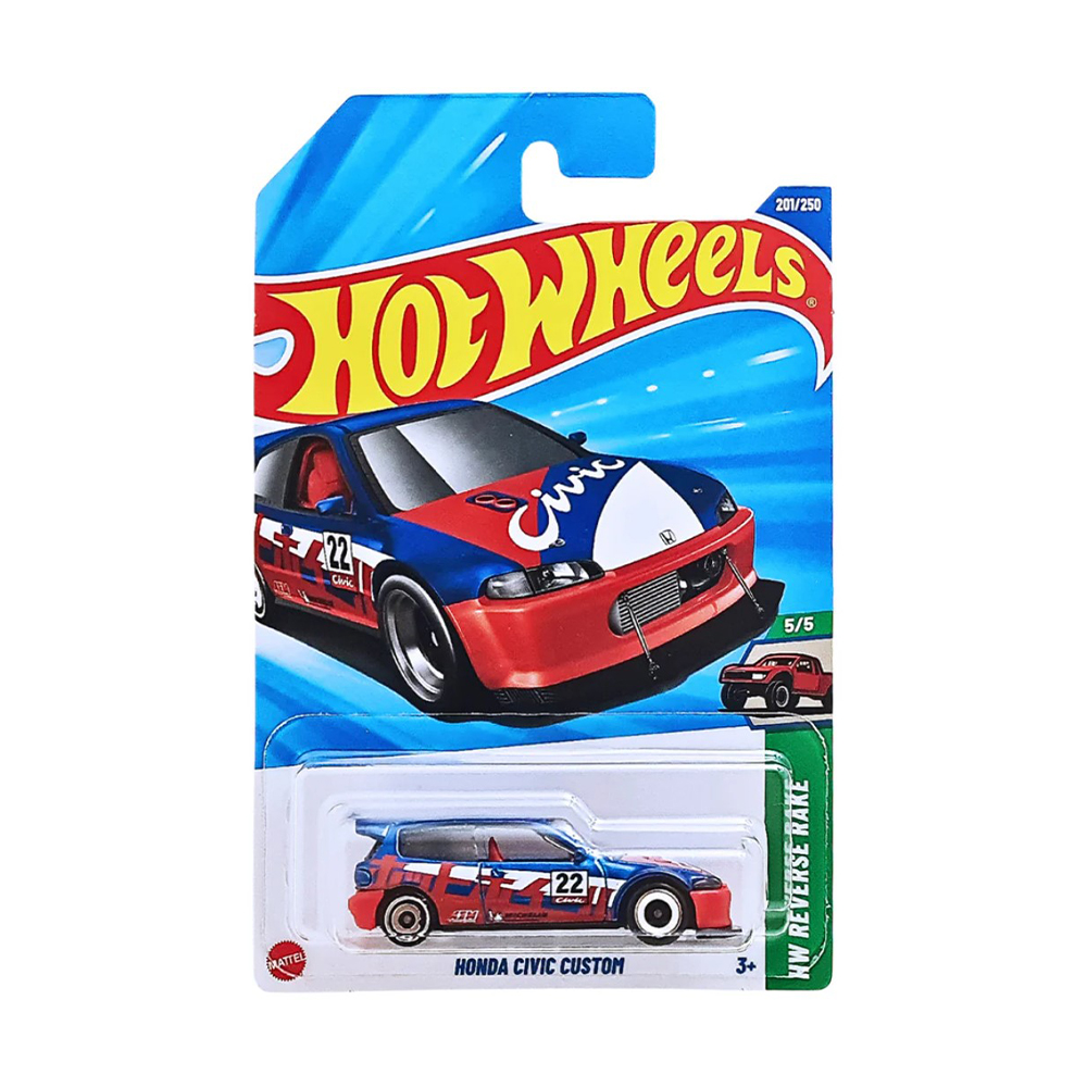 

Базовий автомобіль Hot Wheels Honda Civic Gustom, синій з червоним малюнком, від 3 років, 11*3.5*11 см (5785)