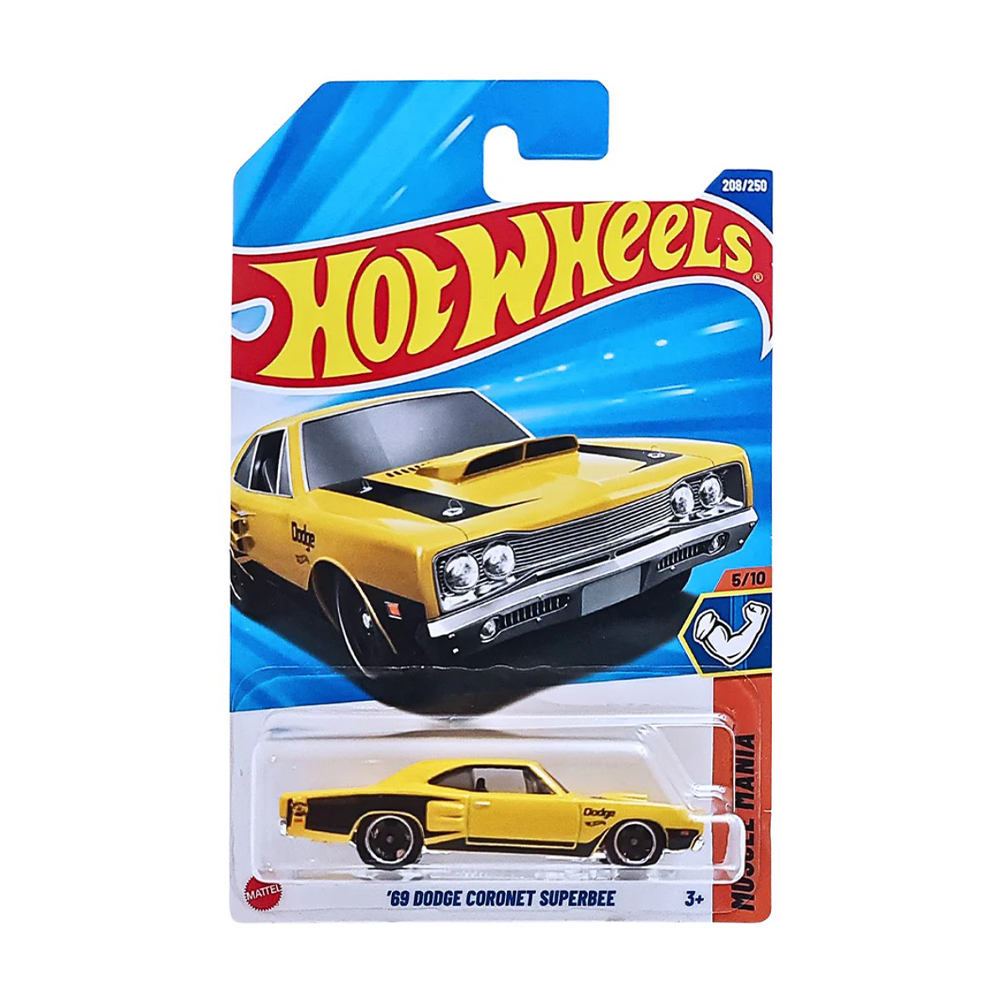 

Базовий автомобіль Hot Wheels 69 Dodge Cjronet Superbee, жовтий з чорними смужками, від 3 років, 11*3.5*11 см (5785)