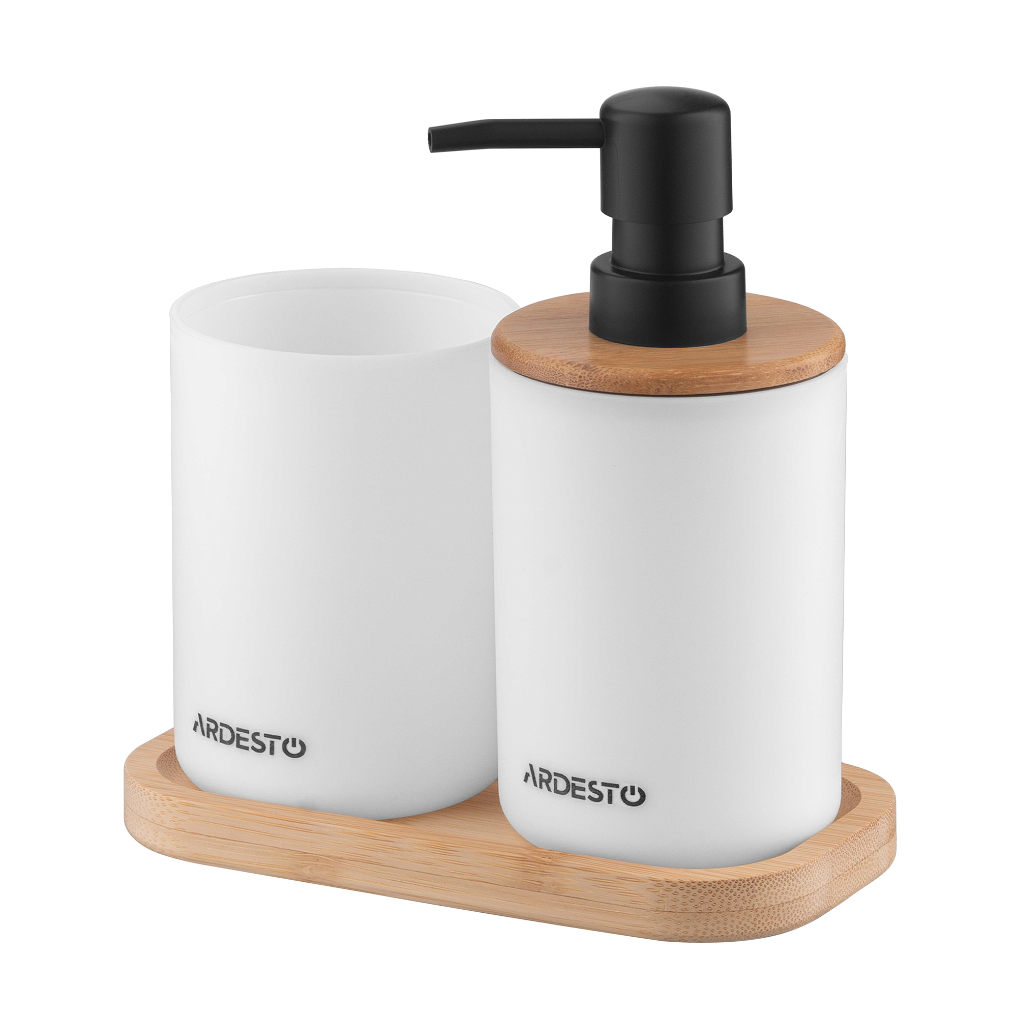

Набір для ванної кімнати Ardesto Minimalism білий (диспенсер для мила, 360 мл + склянка, 1 шт + підставка, 1 шт) (ARHB3110WB)