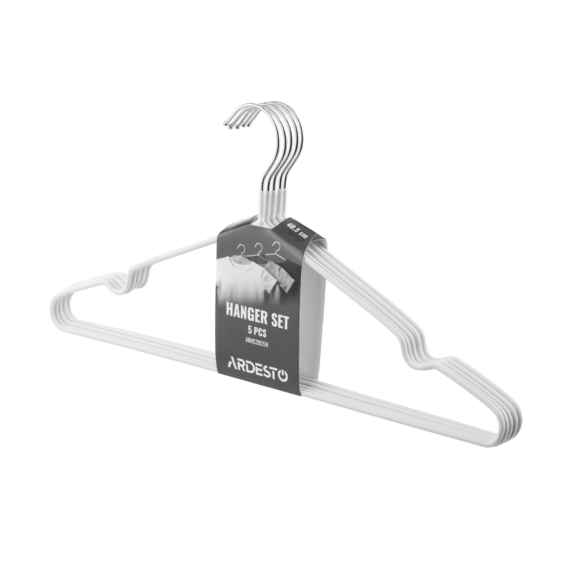 

Набір вішаків Ardesto металеві, білі, 40.5 см, 5 шт (ARHC2805W)