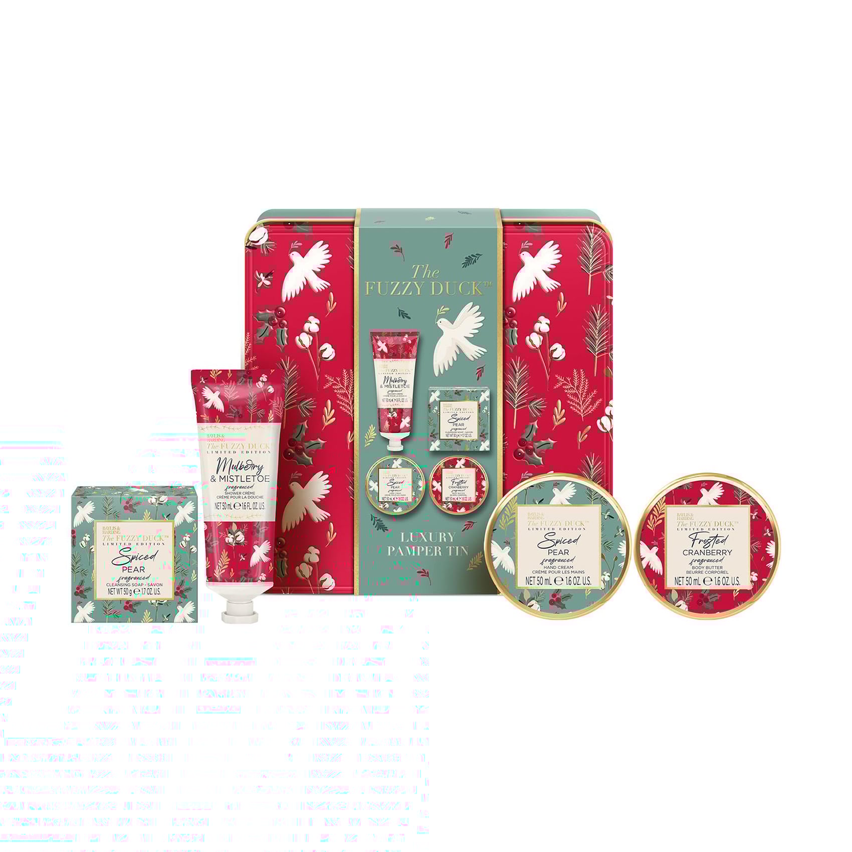 

Подарунковий набір Baylis & Harding The Fuzzy Duck Winter Wonderland Luxury Pamper Tin Gift Set (крем для душу, 50 мл + масло для тіла, 50 мл + крем для рук, 50 мл + мило, 50 г)