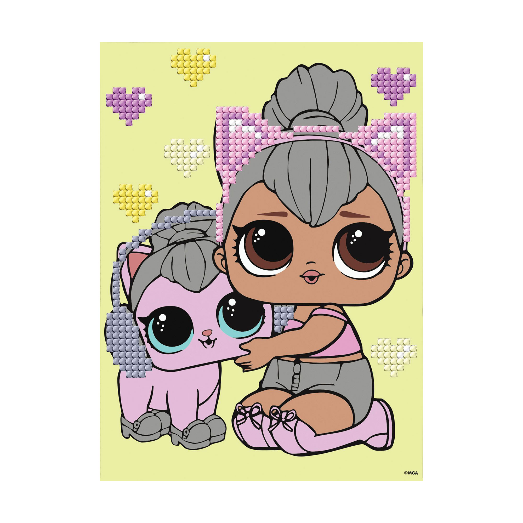 

Алмазна мозаїка Ideyka LOL Surprise! Kitty Queen With Kitty Kitty з частковою викладкою, 15*20 см (AML1206)