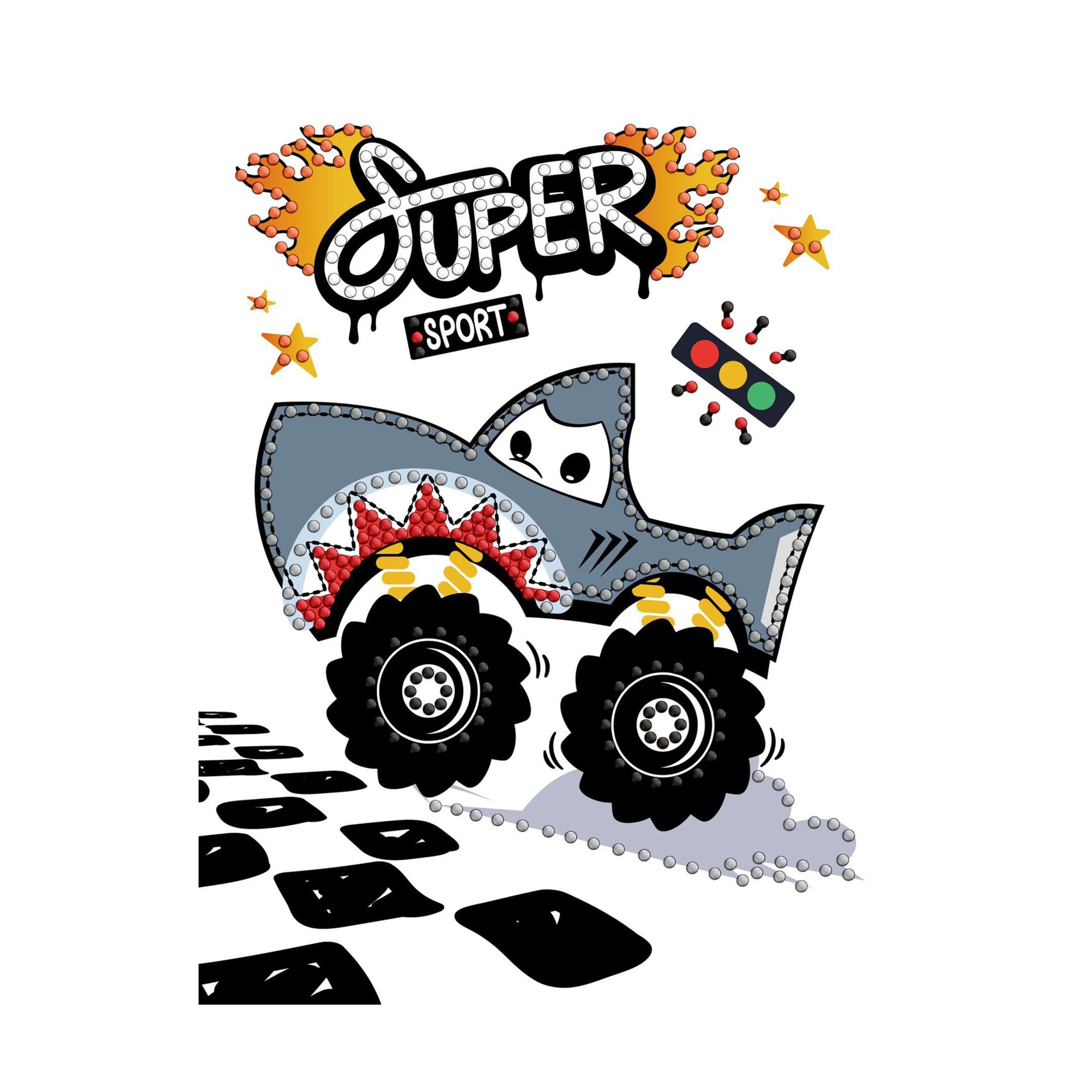 

Алмазна мозаїка Ideyka Машина-акула, з частковою викладкою, 15*20 см (AMV1230)