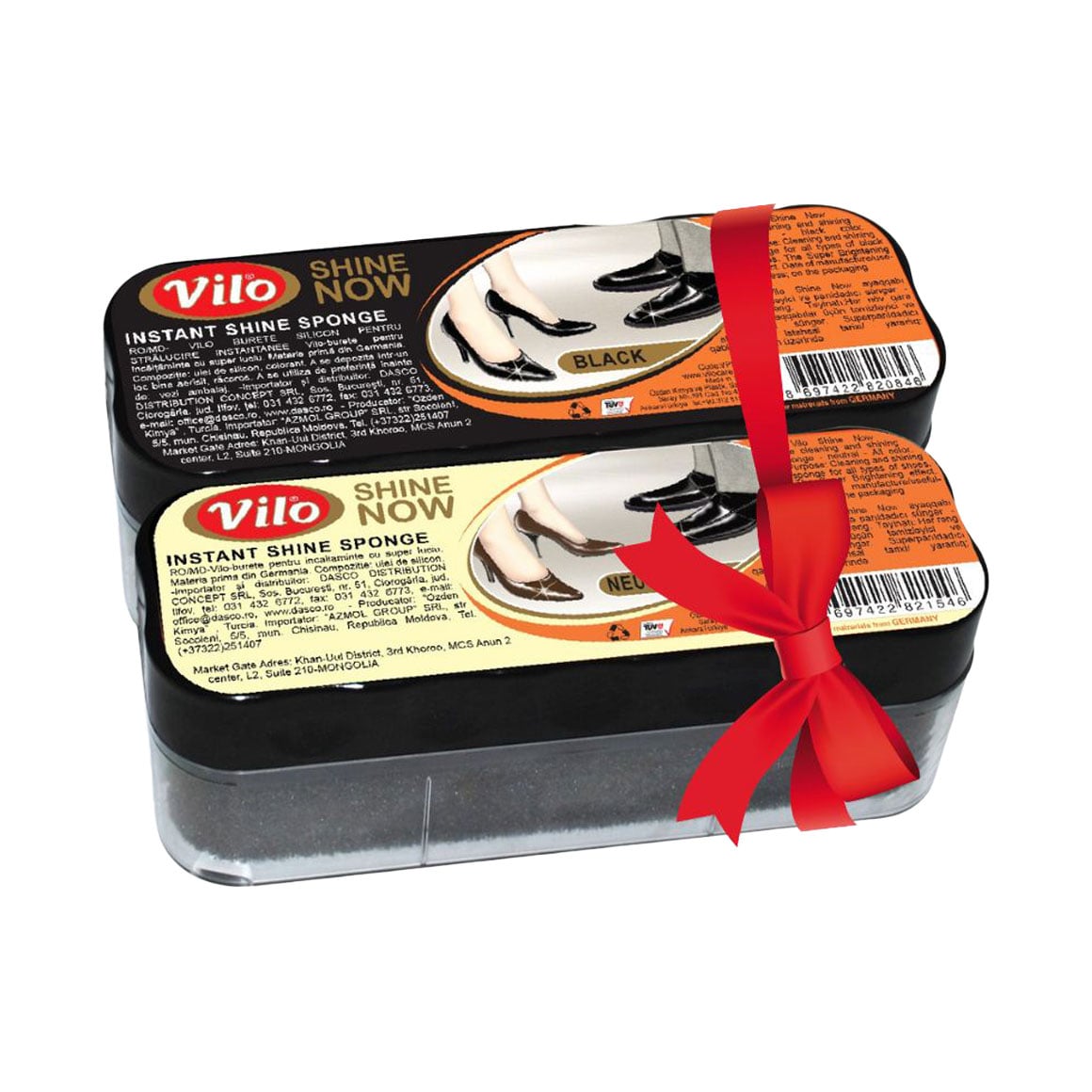 

Уцінка! Набір спонжів для взуття Vilo з кремом-блиском (чорний, 1 шт + безбарвний, 1 шт)