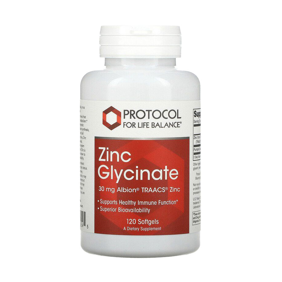 

Гліцинат цинку Protocol For Life Balance Zinc Glycinate 30 мг, 120 гелевих капсул