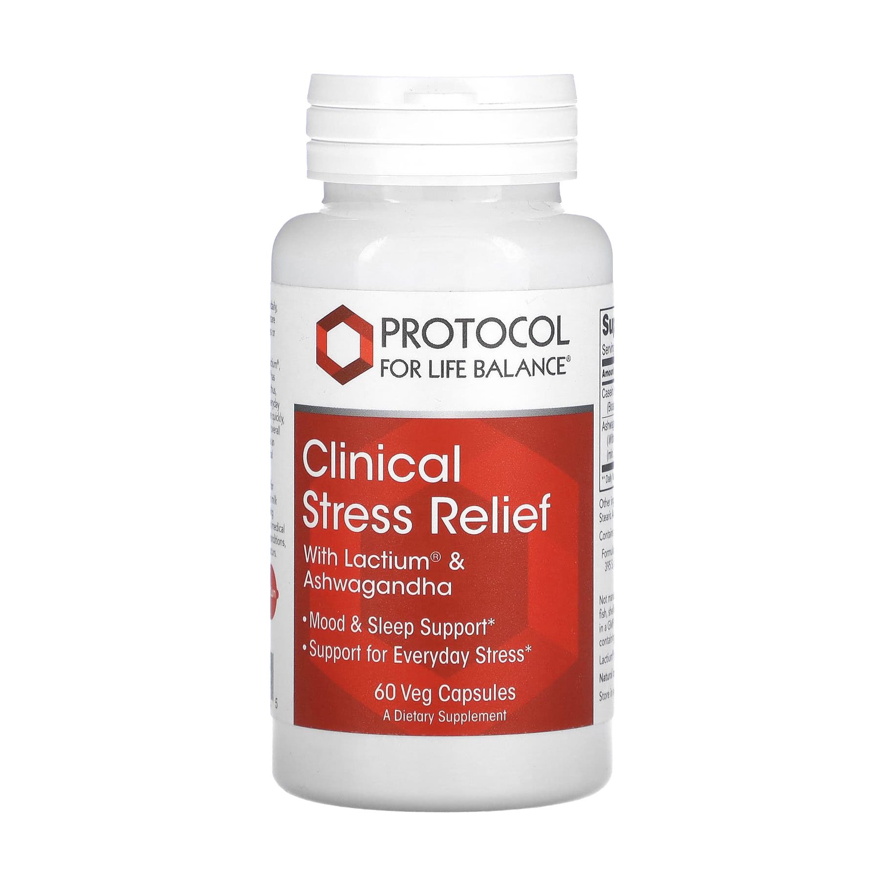 

Комплекс Клінічне зняття стресу Protocol For Life Balance Clinical Stress Relief з лактіум та ашваганда, 60 вегетаріанських капсул