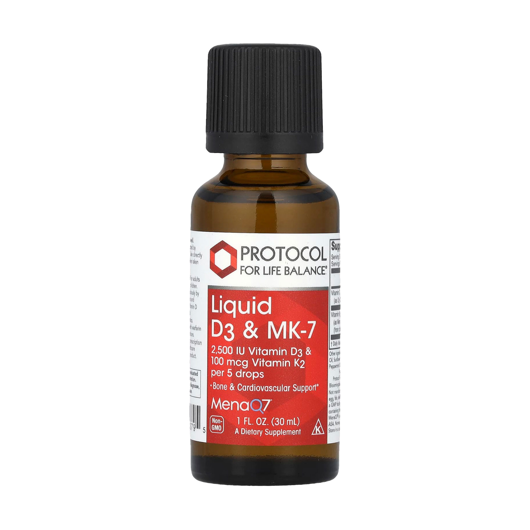 

Вітаміни Д3 та К-2 (МК-7) Protocol For Life Balance Liquid D3 & MK-7, 2500 МО/100 мкг, в краплях, 30 мл