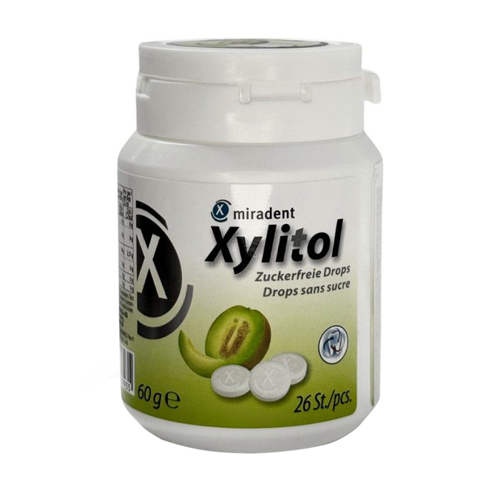 

Льодяники Miradent Диня, з ксилітолом, 26 шт (у тубі)