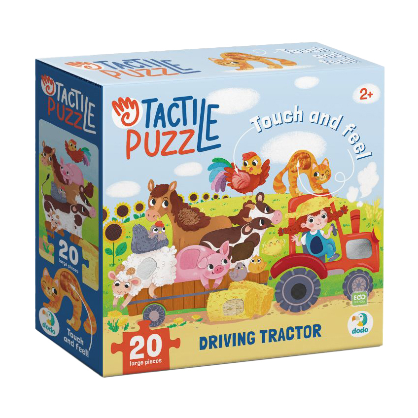 

Пазл з тактильними елементами DoDo За кермом трактора, 20 елементів, від 2 років, 25.5*26*8 см (300658)