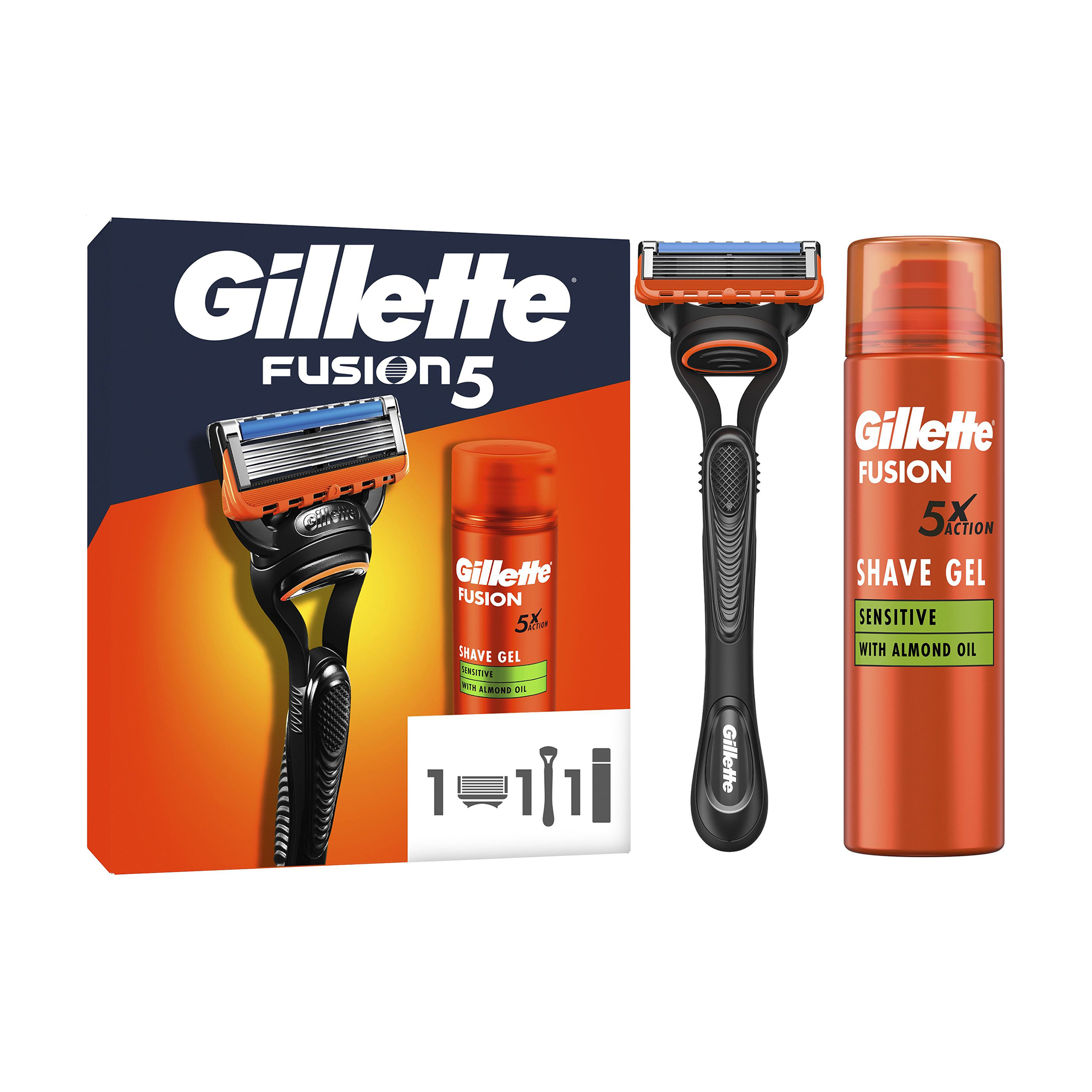 

Подарунковий набір Gillette Fusion 5 чоловічий (гель для гоління, 200 мл + станок, 1 шт + змінний картридж, 1 шт)