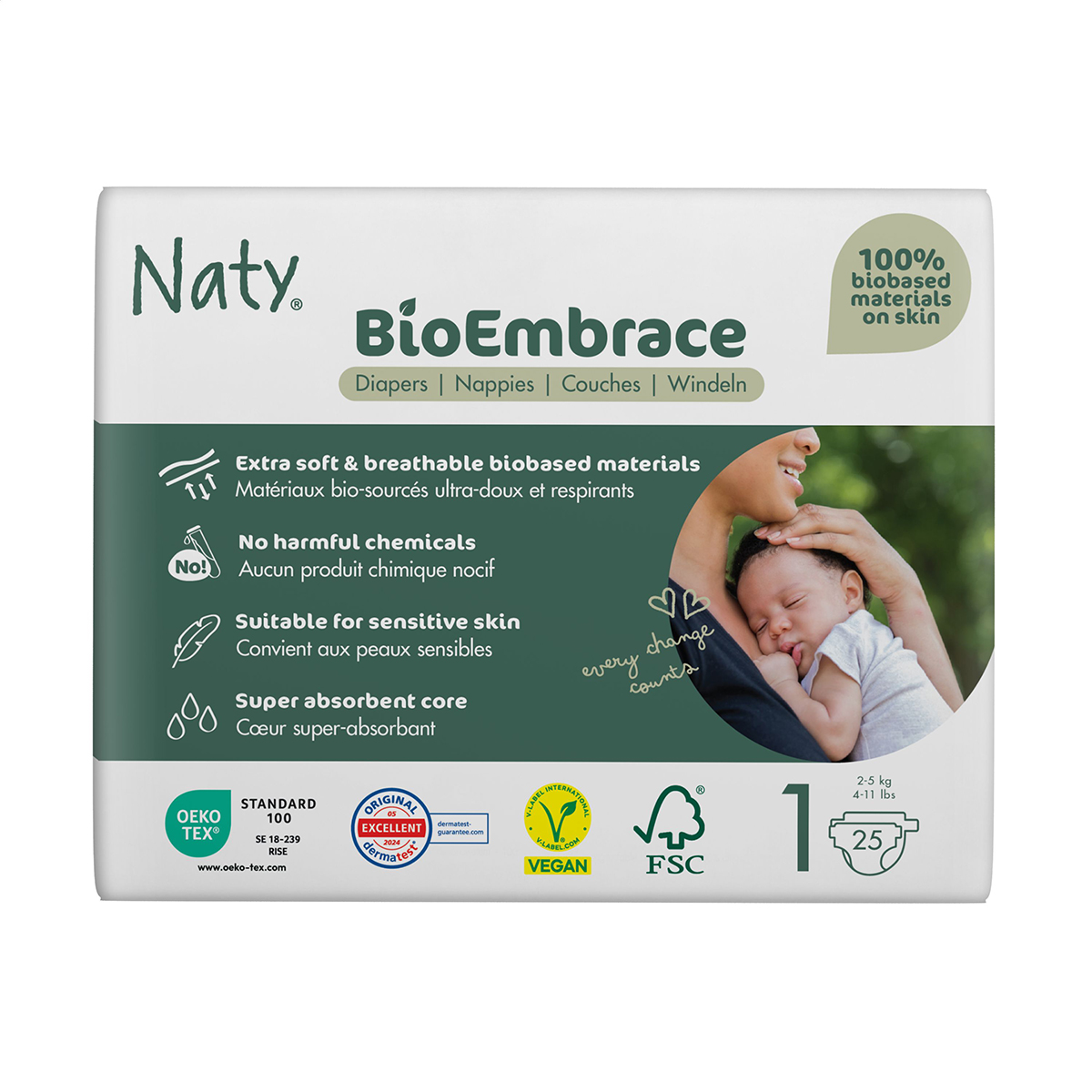 

Підгузки ECO by Naty BioEmbrace розмір 1 (2-5 кг), 25 шт