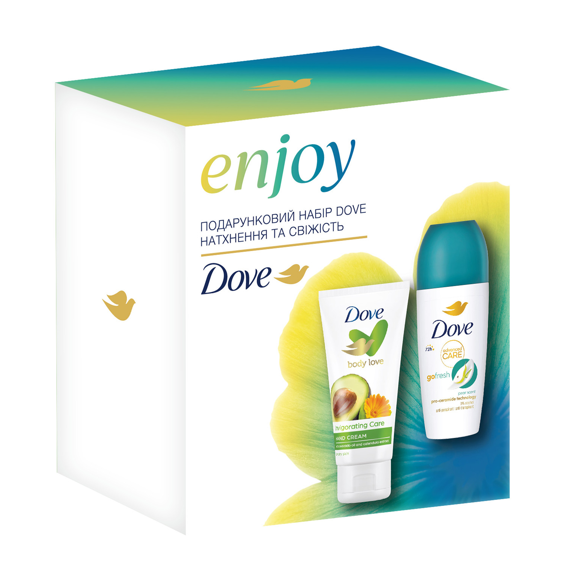 

Подарунковий набір жіночий Dove Натхнення та свіжість (крем для рук, 75 мл + кульковий антиперспірант, 50 мл)