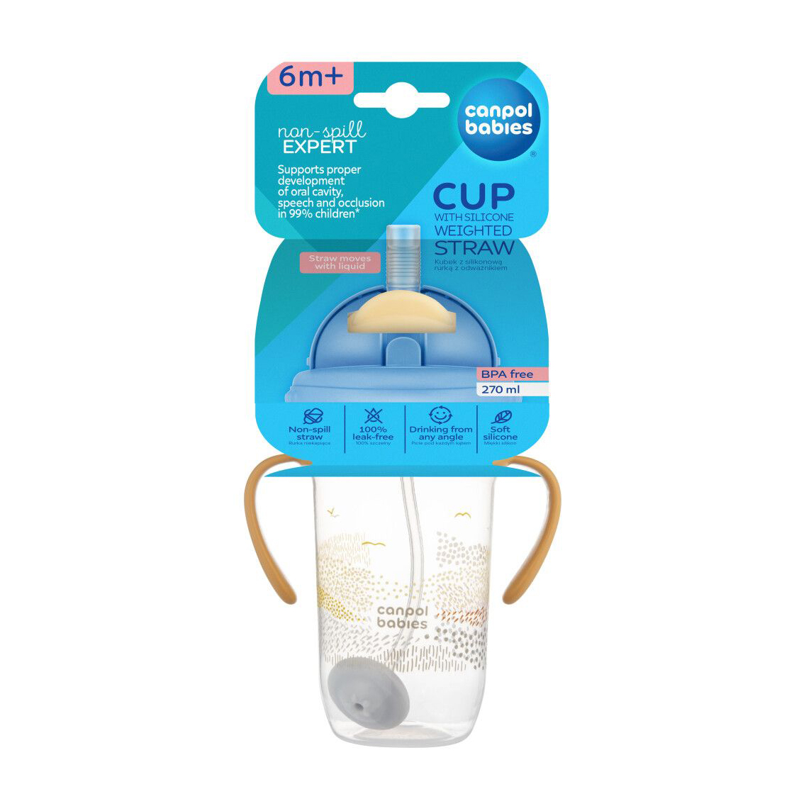 

Кружка-непроливайка Canpol Babies Mountains з трубочкою та обтяжувачем, бежева, від 6 місяців, 270 мл (56/620_bei)