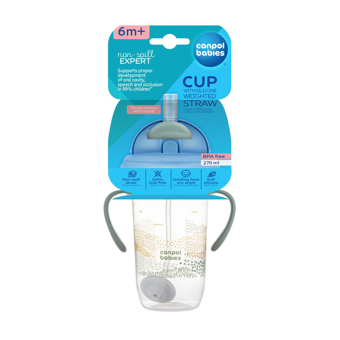 

Кружка-непроливайка Canpol Babies Mountains з трубочкою та обтяжувачем, зелена, від 6 місяців, 270 мл (56/620_gre)