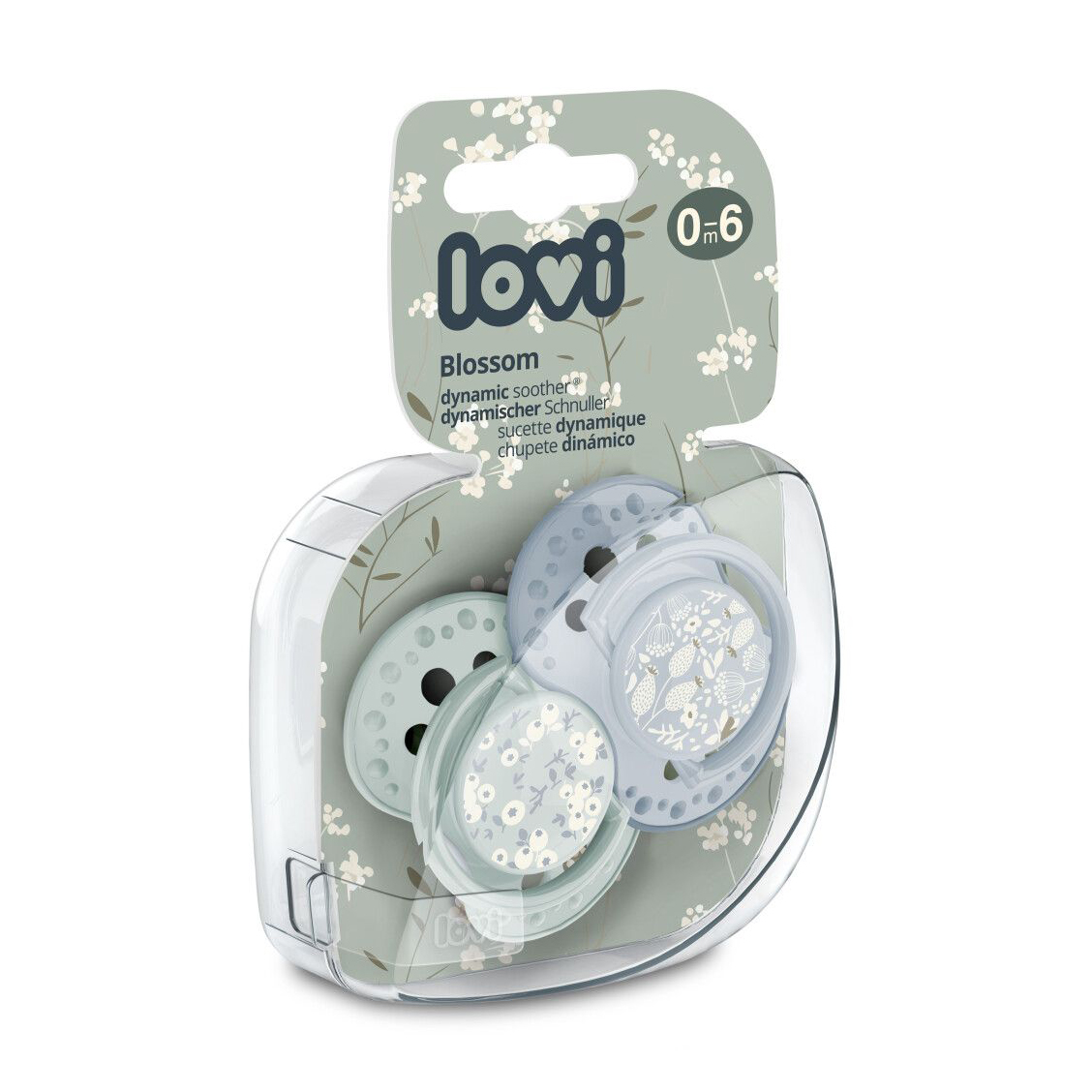 

Пустушка LOVI Blossom силіконова, динамічна, блакитна, від народження до 6 місяців, 2 шт (22/921_newboy)