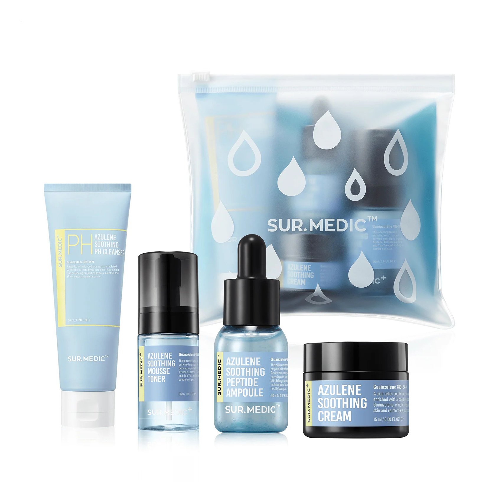 

Набір для догляду за обличчям Neogen Sur.Medic Azulene Trial Kit, 5 предметів