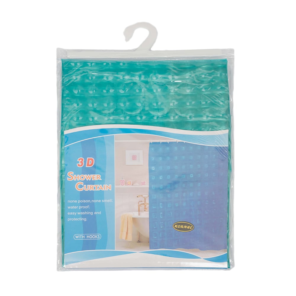 

Шторка для ванної кімнати Kornel 3D бірюзова, 180*180 см (KL-42)