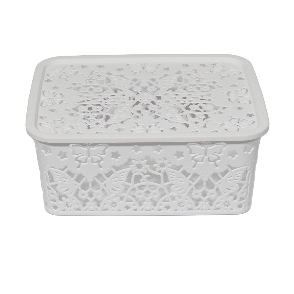 

Кошик для зберігання Kornel пластиковий, з кришкою, світло-сірий, 25*20*10 см (8117)