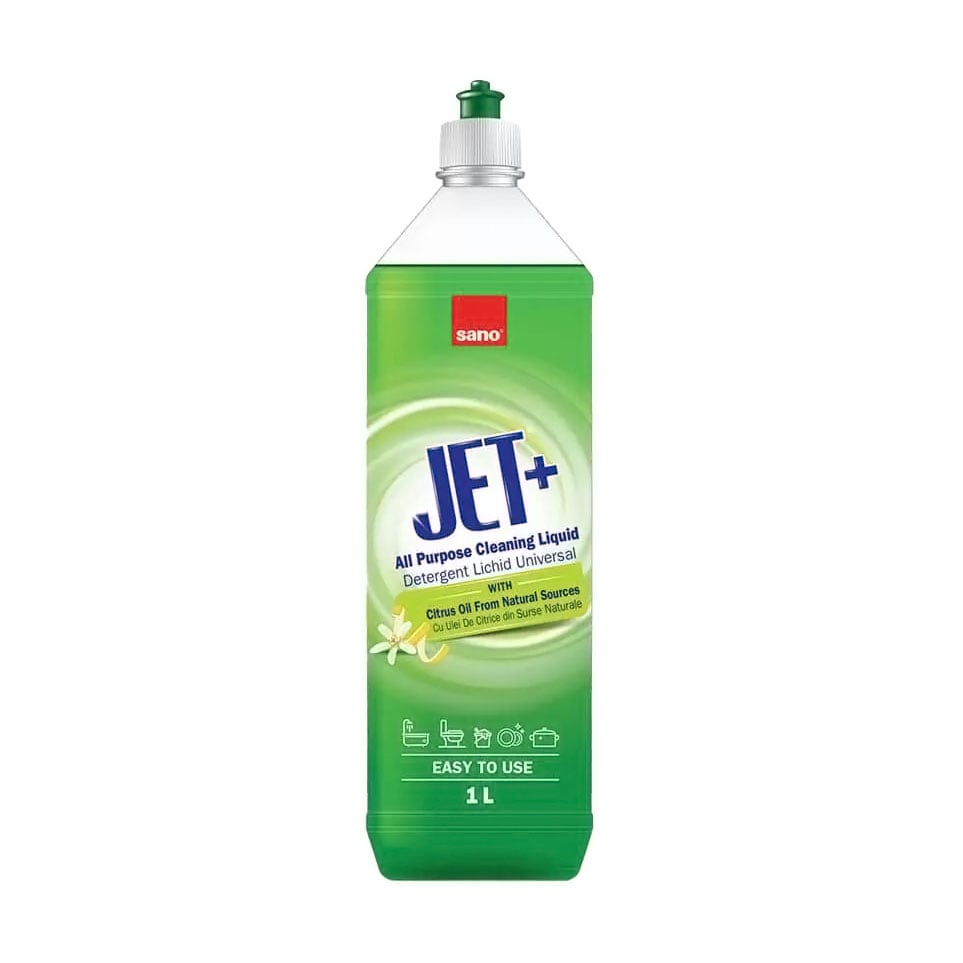 

Універсальний засіб для прибирання SANO Jet+ All Propose Cleaning Liquid з цитрусовою олією, 1 л