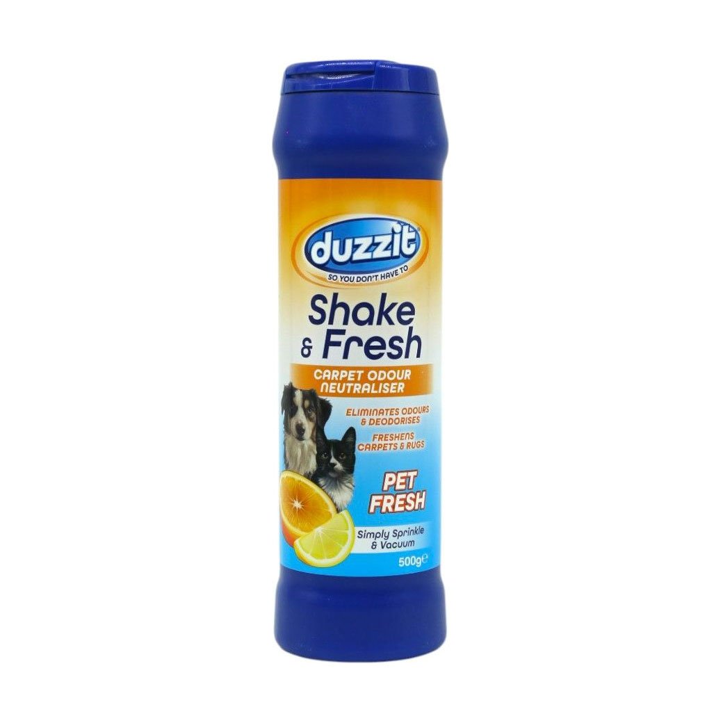 

Освіжувач для килимів з нейтралізацією запаху Duzzit Shake & Fresh Carpet Odour Neutraliser, Pet Fresh, 500 г