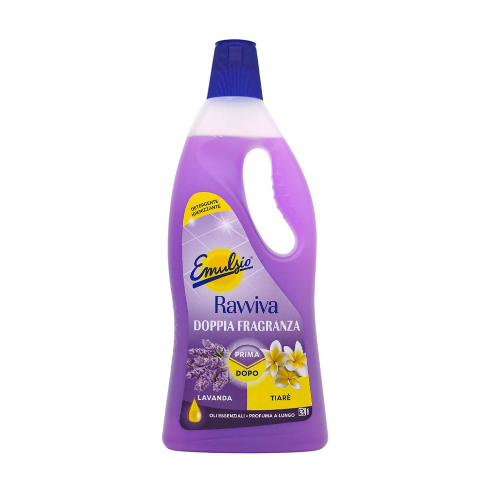 

Засіб для миття підлоги Emulsio Подвійний аромат 24 години, Лаванда та квітка тіаре, 750 мл